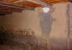 A big hole in the dining hall caused by heavy rainfall